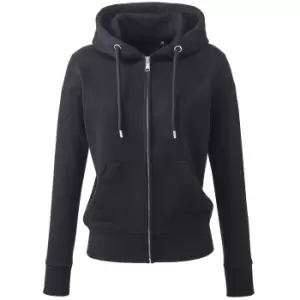 Image of Anthem Womens/Ladies Organic Full Zip Hoodie (L) (Black)
