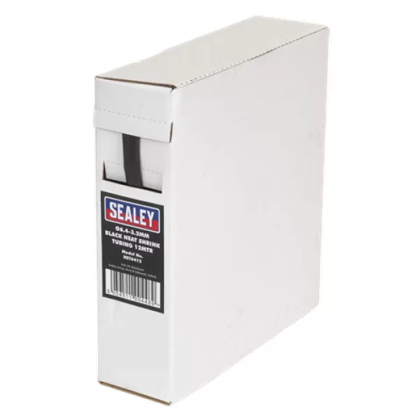 Image of Genuine SEALEY HST6412 Heat Shrink Tubing Black Ø6.4-3.2mm 12mtr