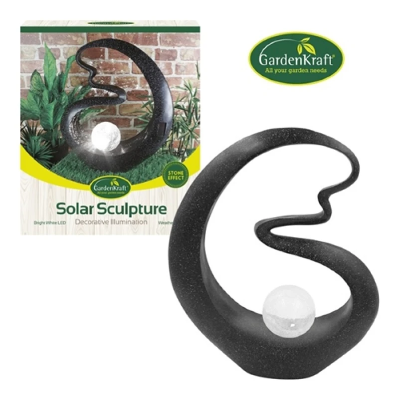 Image of GardenKraft Medusa Crackle Ball Solar Light - Black