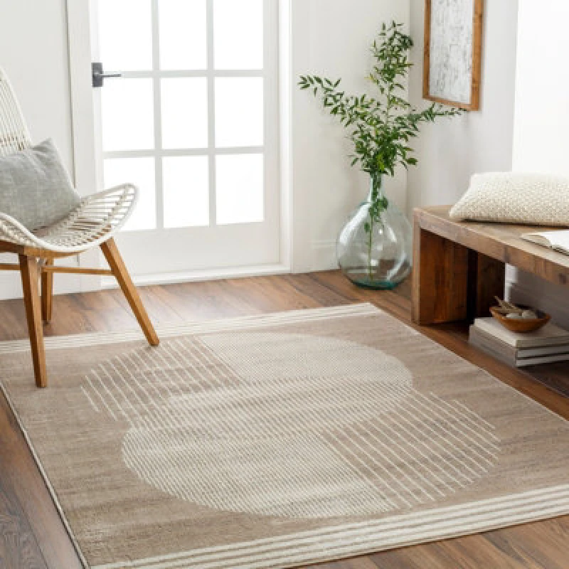 Image of Livabliss Scandi Geometric Brown Enso2 Area Rug 160 X 215cm - Easy Care, Non Shedding, Ideal For Living Room & Bedroom