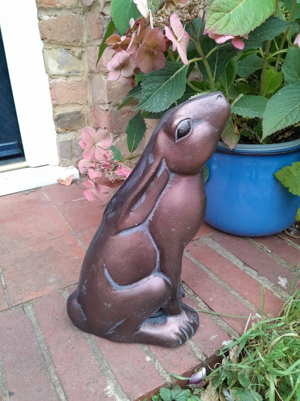 Image of Inspirational Gifting Moongazing Hare Garden Sculpture Ornament in Bronze Bronze Unisex