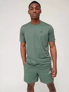 Image of Adidas Train D2M Small Left Chest Badge Of Sport T-Shirt - Green