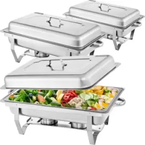 Image of VEVOR 3 Packs Stainless Steel Chafing Dishes Sets 2 Half Size Pans 8 Quart Rectangular Chafer Complete Set Buffet Tray Food Warmer for Buffets Caterin