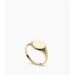 Image of Fossil Womens Sadie Vintage Twists Gold-Tone Stainless Steel Signet Ring - Gold