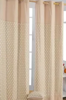 Image of Cotton Stars Beige Ready Made Eyelet Curtain Pair