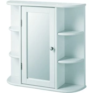 Image of Wickes Single Mirror Bathroom Cabinet with 6 Shelves - White 580mm