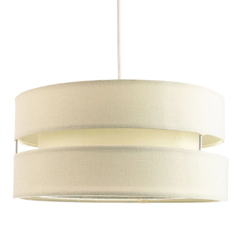 Image of Happy Homewares Contemporary Linen Fabric Triple Tier Ceiling Pendant Light Shade in Cream Size: 14" Cream Unisex 14"
