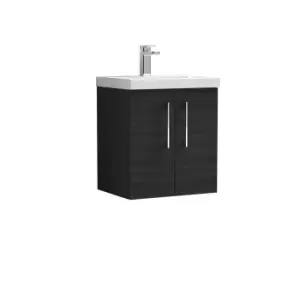 Image of Nuie Arno 500mm Wall Hung 2 Door Vanity & Basin 3 Charcoal Black
