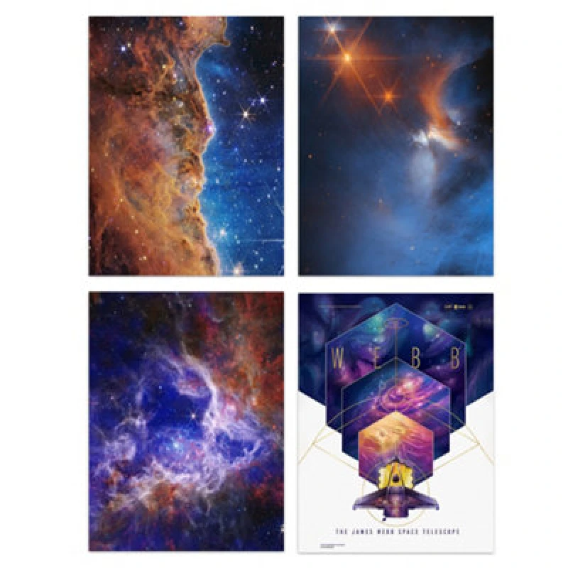 Image of Artery8 Wall Art Print Set Of 4 Nasa James Webb Telescope Images Cosmic Cliffs Carina Nebula Stellar Lifecycle 30 Doradus Stars