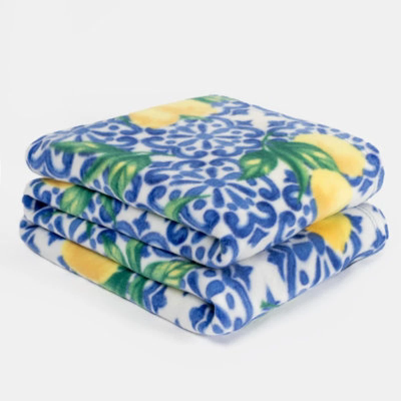 Image of OHS OHS Wholesale Lemon 10 x Fleece Blanket Sofa Throw Joblot in Mid Blue Size: 120cm x 150cm Mid Blue 120cm x 150cm Unisex 5027434196586