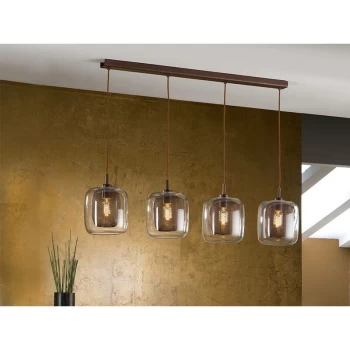 Image of Schuller Fox - 4 Light Crystal Hanging Ceiling Mesh Pendant Brown, E27
