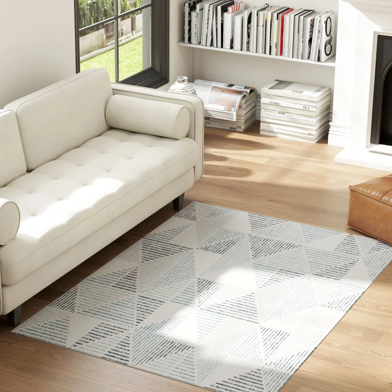 Image of HOMCOM HOMCOM Geometric Pattern Area Rug, Non-Slip Washable Rug Size: 200cm x 290cm Multi 200cm x 290cm Unisex 5063603203150