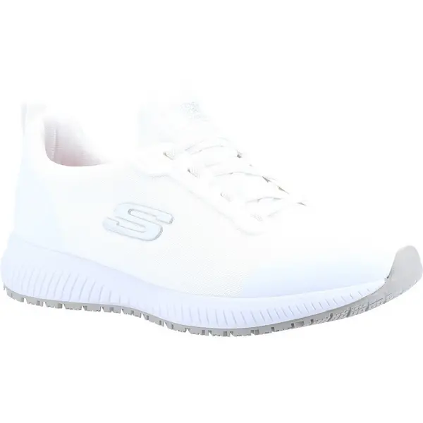Image of Skechers Womens Squad Slip Resistant Lace Up Safety Trainers UK Size 9 (EU 42) White SKE988-WHT-9