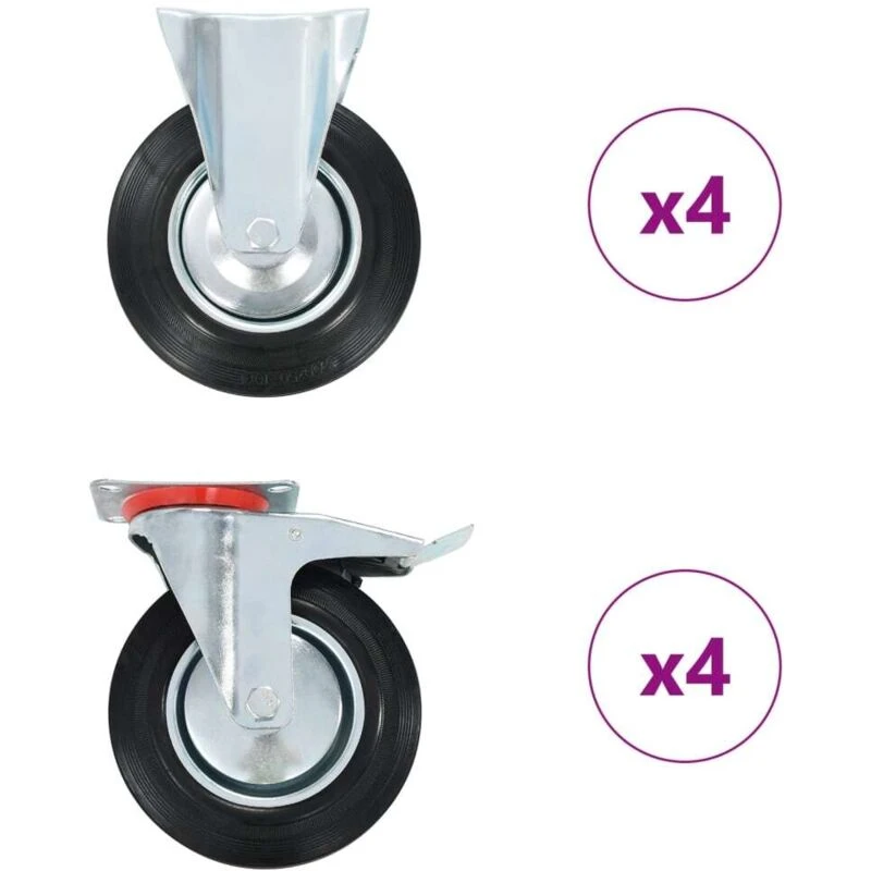 Image of VIDAXL 8 pcs Casters 200 mm Vidaxl 8719883718484