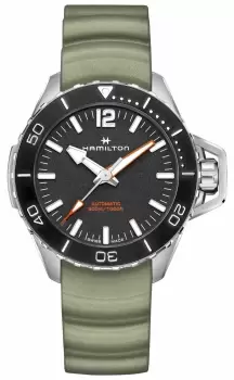 Image of Hamilton H77825331 Khaki Navy Frogman Auto Green Rubber Watch