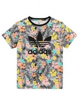 Image of adidas Originals Tropical Print Tee - Black