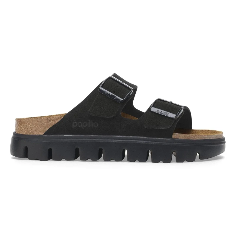 Image of Birkenstock Womens mules Birkenstock Arizona Platform Suede Leather Noir Female 39 Etroit