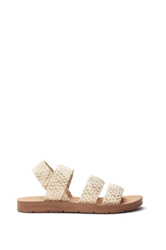 Image of Moda In Pelle Womens 'Kyomi' Textile Sandals in Cream Size: 3 Cream Female 3