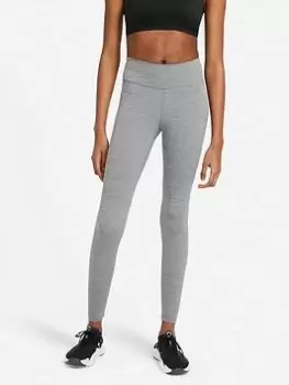 Image of Nike Dri-FIT The One Mid Rise Leggings - Grey/White, Size S, Women