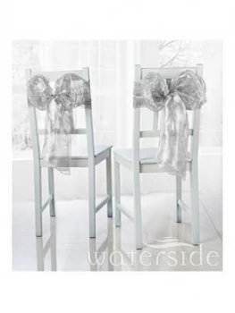 Image of Waterside Pack Of 6 Metallic Organza Chair Bows ; Silver