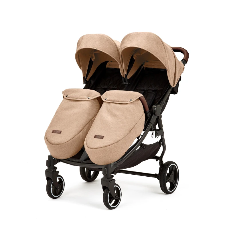 Image of Ickle Bubba Venus Max Double Stroller - Black /Biscuit /Tan 16-004-200-157