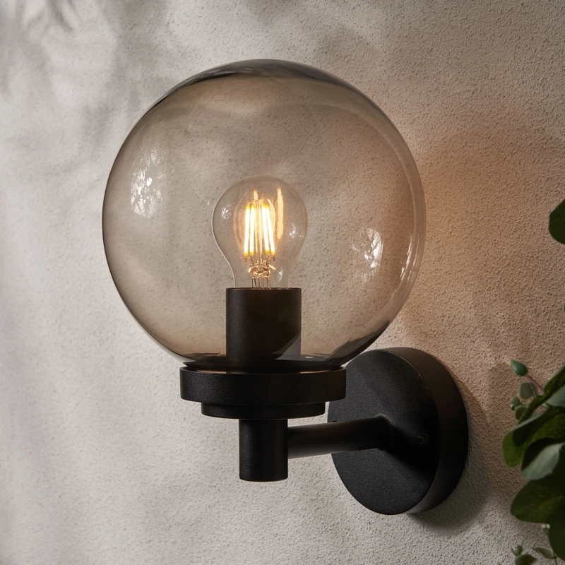 Image of Zink Zink SFIR IP44 Black Outdoor Globe Wall Light