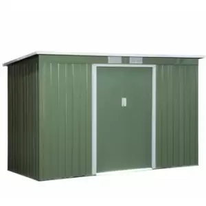 Image of Outsunny - 9 x 4FT Outdoor Metal Frame Garden Storage Shed w/ 2 Door, Green