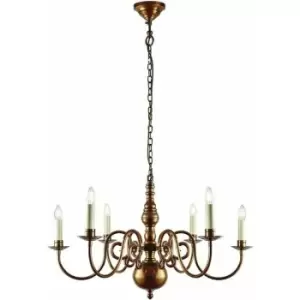 Image of Loops - Luxury Hanging Ceiling Pendant Light Traditional 6 Lamp Solid Brass Chandelier