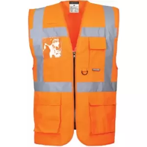 Image of Portwest S476 Orange Sz 4XL Hi-Vis Vest Berlin Executive Pockets Reflective - Hi-Visibility Orange