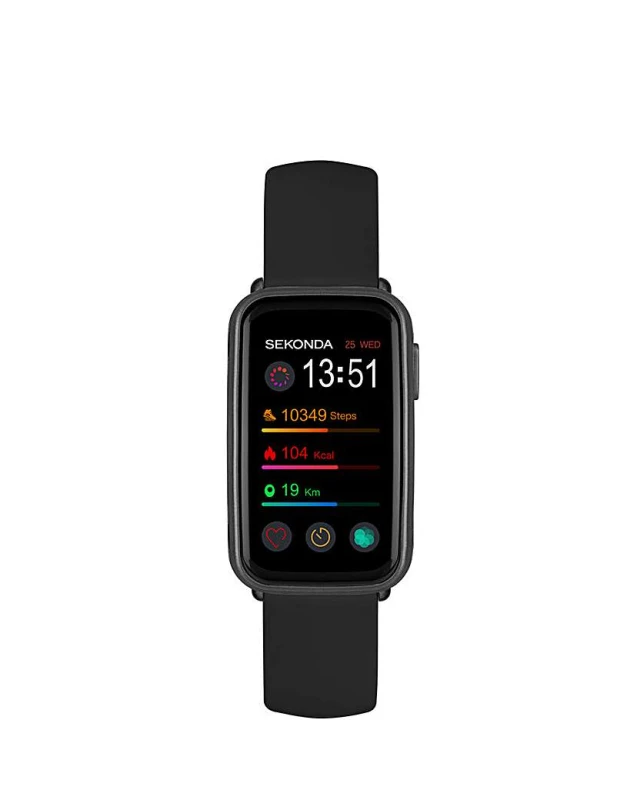 Image of Sekonda Sekonda Black Silicone Strap Fitness Tracker Smart Watch
