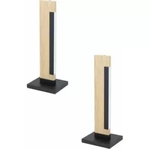 Image of 2 pack Table Lamp Colour Black Brown Shade White Plastic LED 1x6.5W Included