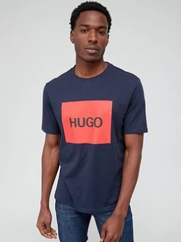 Image of HUGO Dolive Large Logo T-Shirt - Dark Blue , Dark Blue, Size S, Men