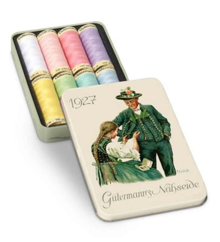 Image of Groves & Thames N/BOX 1927 8X100M - Thread Storage Tin: Nostalgic '1927': Sew-All: 8 x 100m: Pastel Shades - Gutermann Multi