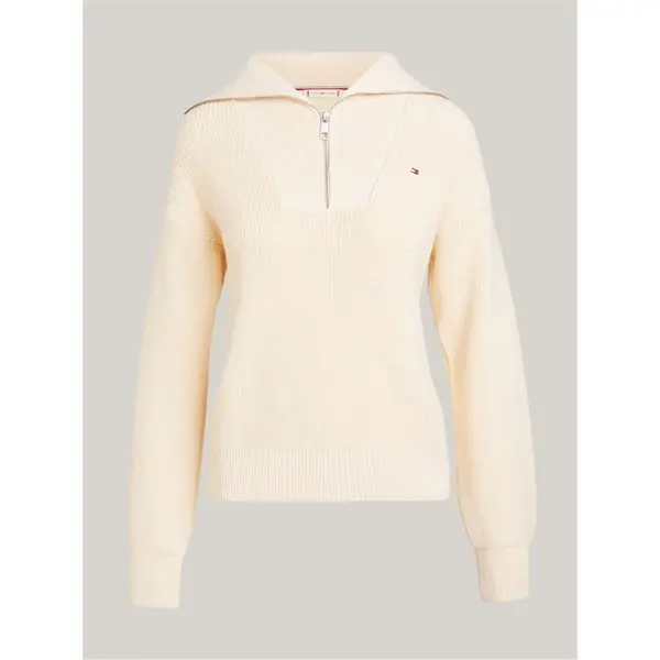 Image of Tommy Hilfiger CO CARDI STITCH half ZIP SWT 8 (XS) Cream 31399169310