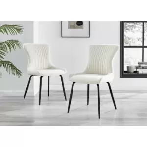 Image of Nora Cream Velvet Black Leg Dining Chairs (Set of 2)