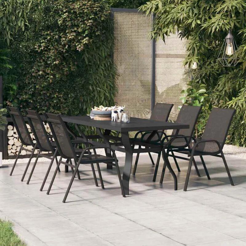 Image of VIDAXL Garden Table Black 180x80x70cm Steel and Glass Vidaxl 8720286849958