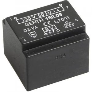 Image of PCB mount transformer 1 x 230 V 2 x 12 V AC 0.50 VA 20 mA