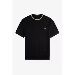 Image of FRED PERRY Tipped Pique T Shirt - Black