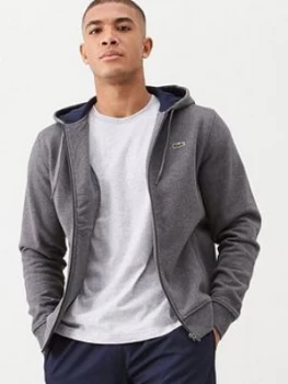 Image of Lacoste Sports Classic Zip Through Hoodie - Charcoal