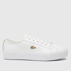 Image of Lacoste White & Gold Zaine Plus Grand Trainers