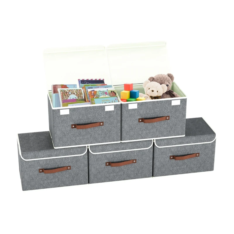 Image of DMD Collective 5-Pack Collapsible Storage Boxes with Lids Grey unisex 5 Pack