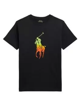 Image of Ralph Lauren Boys Large Colour Pony T-Shirt - Black, Size 5 Years