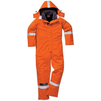 Image of Portwest - FR53ORTM - sz M FR Anti-Static Winter Coverall - Orange