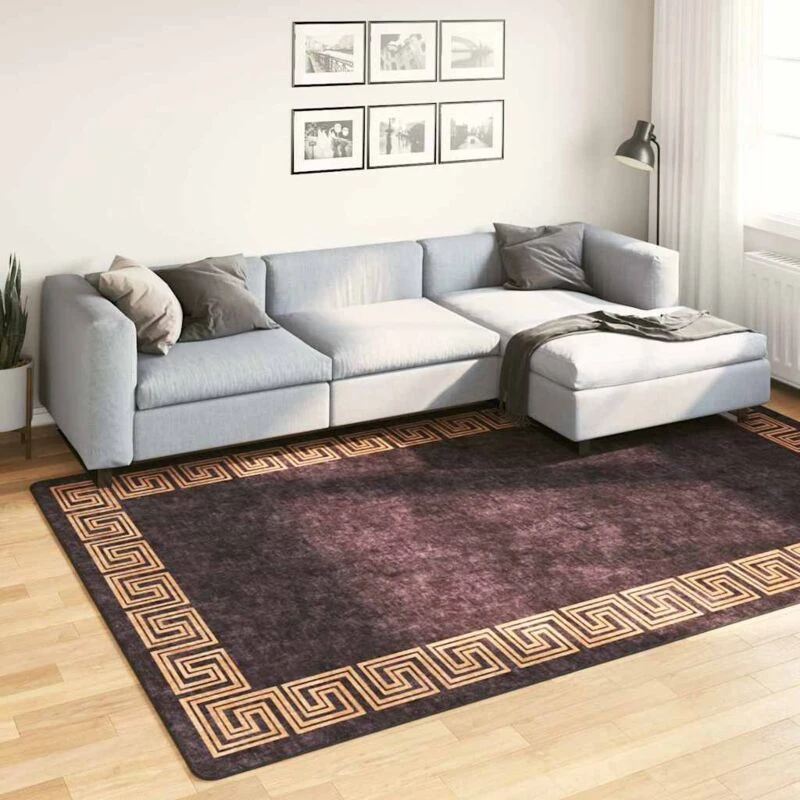 Image of VIDAXL Rug Washable 190x300cm Black and Gold Anti Slip Vidaxl 8720286653661