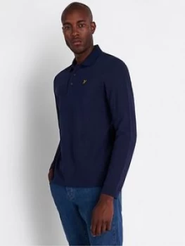 Image of Lyle & Scott Long Sleeve Pique Polo Shirt - Navy