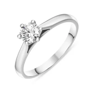 Image of Platinum 0.50ct Diamond Round Brilliant Cut Six Claw Wed Fit Solitaire Ring