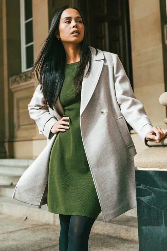 Image of Roman Womens Petite Double Breasted Tailored Coat in Camel Size: 18 Camel Female 18