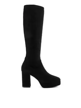 Image of Dune London Sassy Knee High Boots, Black, Size 7, Women
