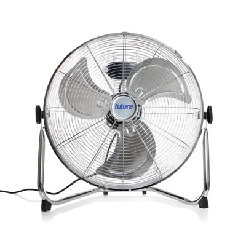 Image of Futura 14" Floor Fan High Velocity Portable Chrome Fan Adjustable 3 Speed Standing Industrial Large Cooling Metal Gym Fan