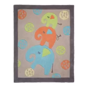 Image of Flair Rugs Childrens/Kids Elephant Design Floor Rug (80cm x 100cm) (Multicoloured)